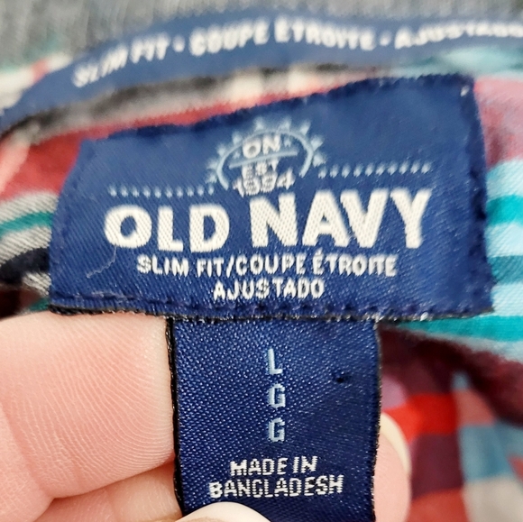 Old Navy Mens Short Sleeve Shirt Top Button Down Size L Multicolor Plaid - Picture 7 of 8